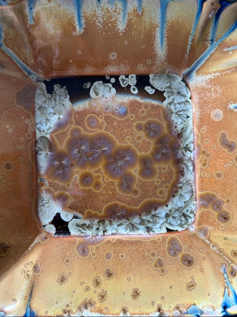 Handmade Edgecomb Pottery platter. Unique crystalline glaze. Bohemian home decor - Picture 2 of 15